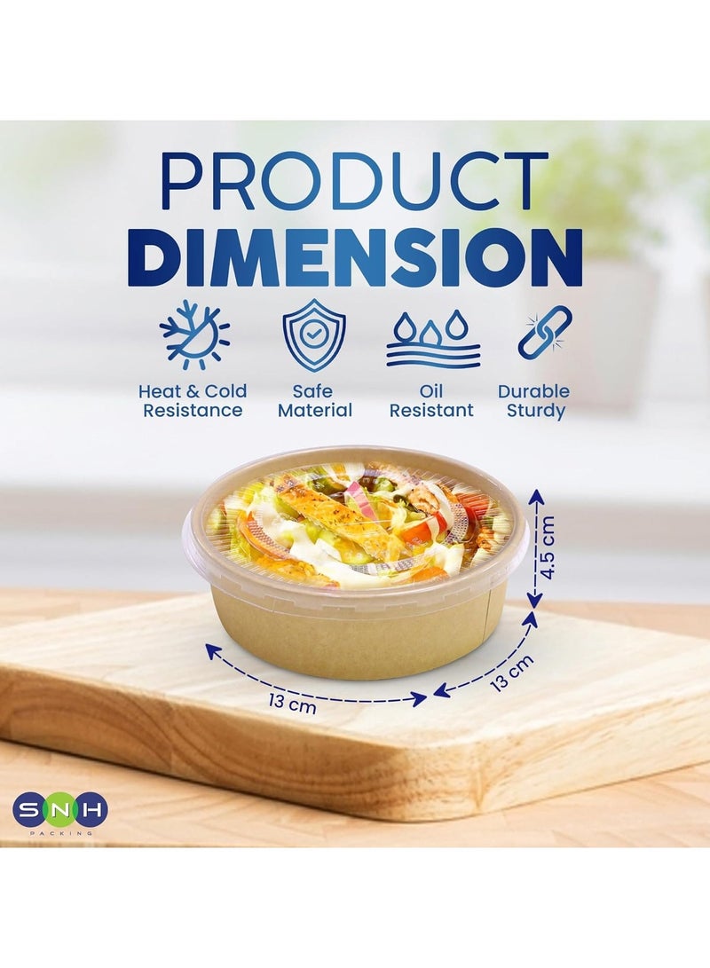 إس إن إتش باكينج كرافت وعاء سلطة 500 مل مع غطاء بيو للاستعمال مرة واحدة بني 50 قطعة - Image 2